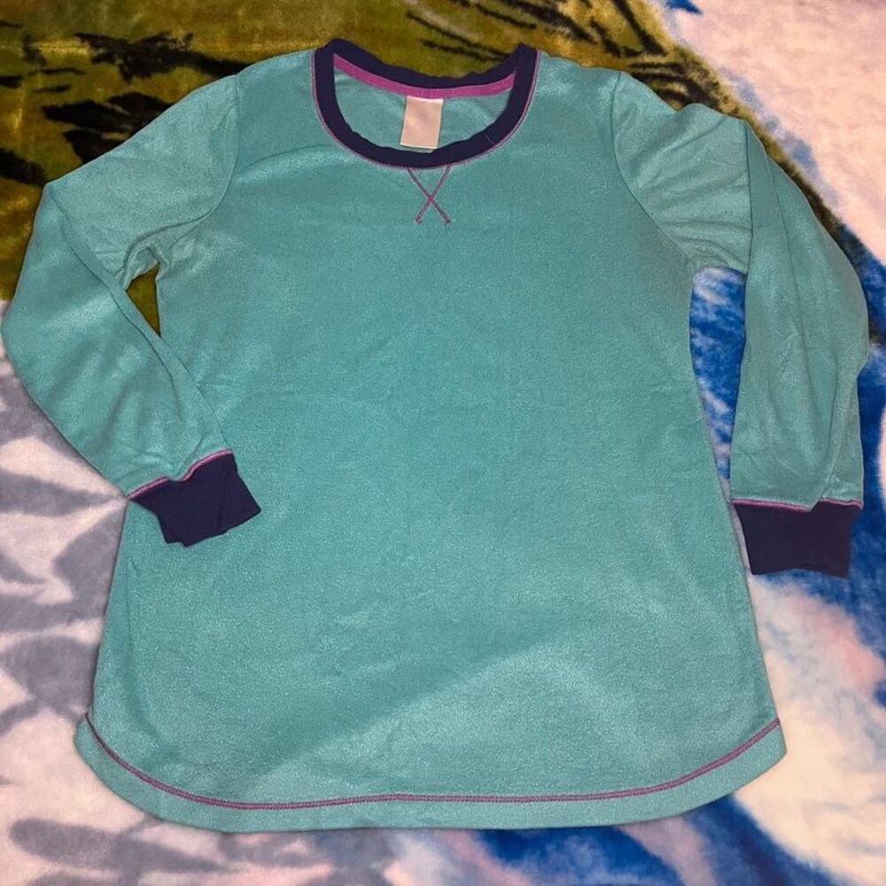 Secret Treasures Aqua Blue Long Sleeve Top Size 4-6 Purple Trim